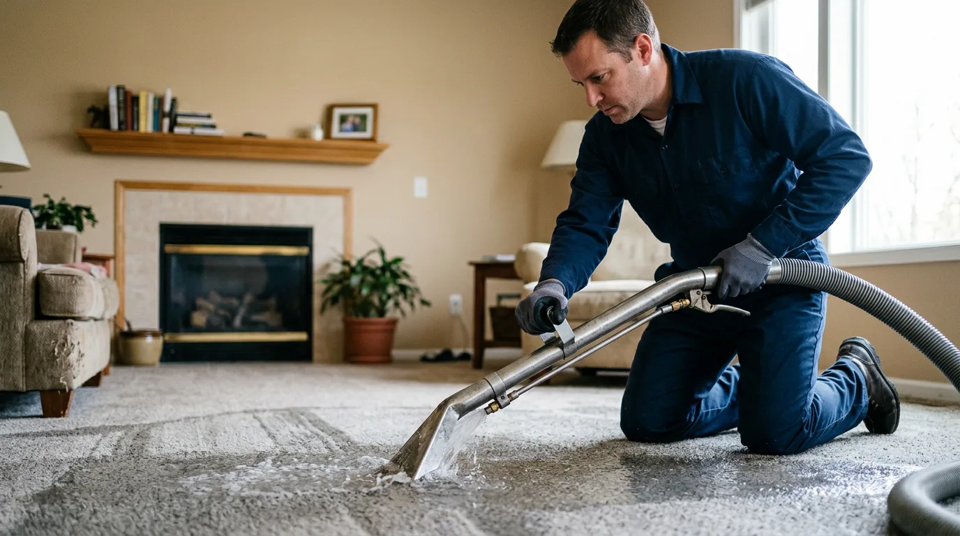 Water damage restoration technician working near Bellaire, TX